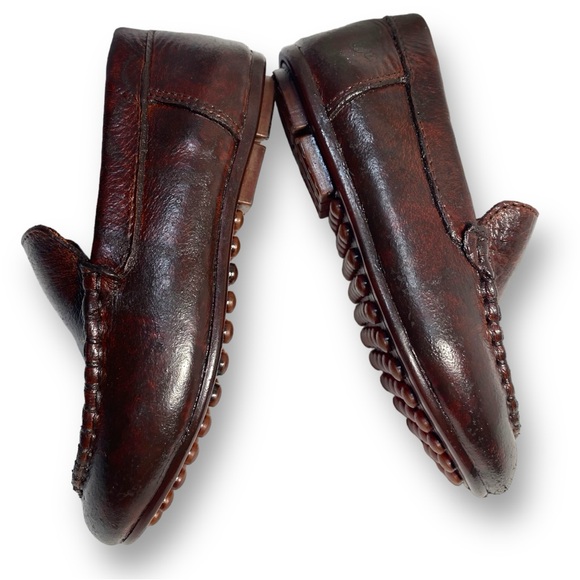 McCoy’s Boys Classic Leather Loafers Chocolate Brown Size 8 Rubber Sole - Picture 3 of 10